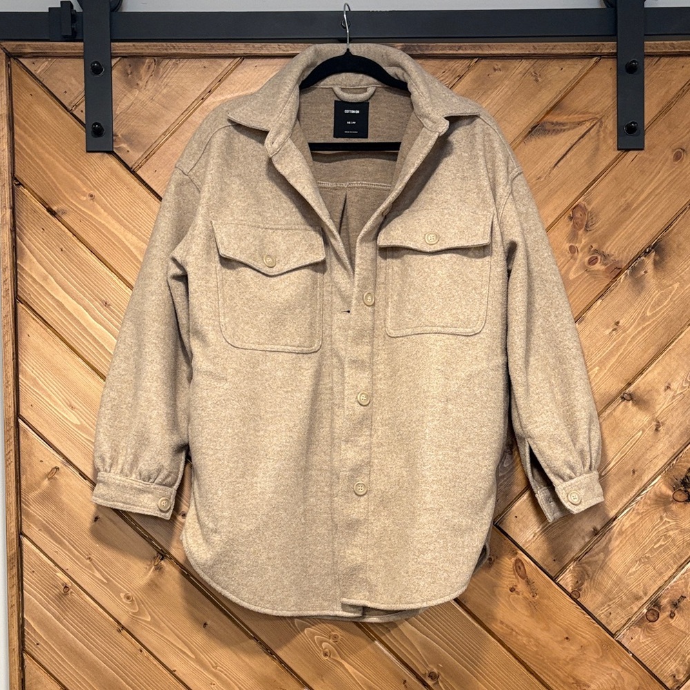 Tan Button-Up Shacket Oversized Fit XS-M Cotton On